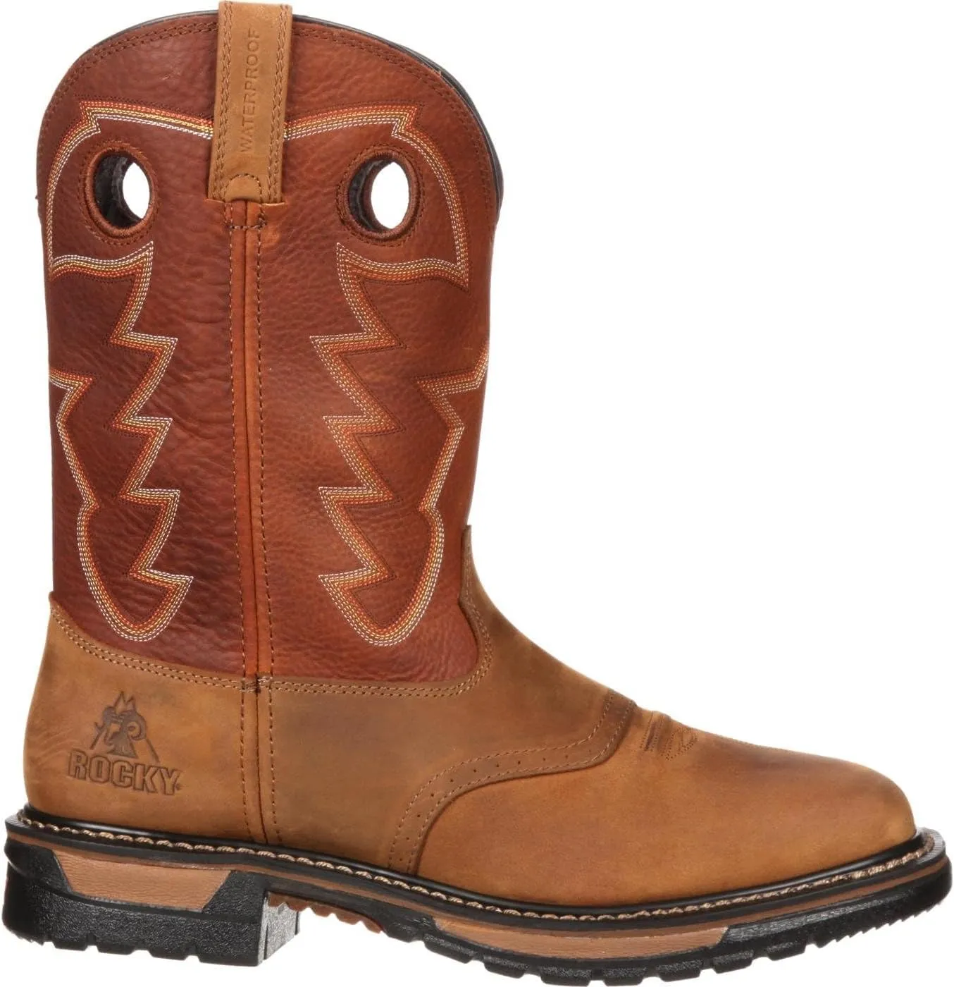Rocky Mens Original Ride 11 Inch Waterproof Soft Toe Work/Duty - Brown