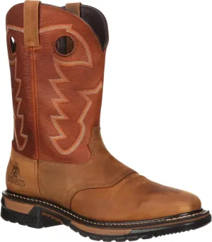 Rocky Mens Original Ride 11 Inch Waterproof Soft Toe Work/Duty - Brown