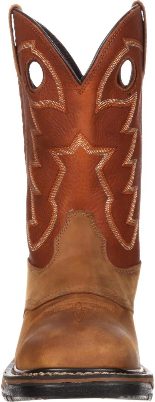 Rocky Mens Original Ride 11 Inch Waterproof Soft Toe Work/Duty - Brown