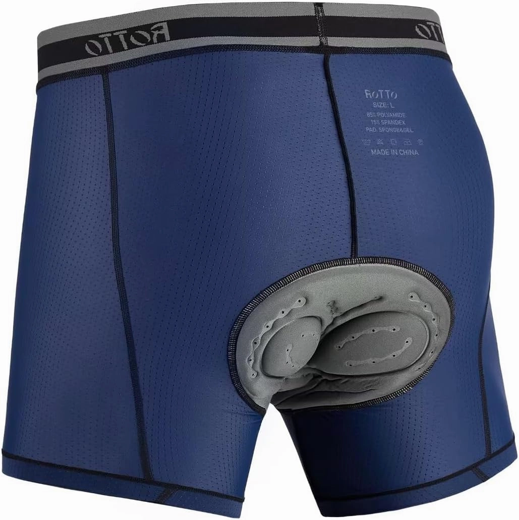 ROTTO Mens Padded Cycling Underwear Bike Shorts 3D MTB Liner Quick Drying