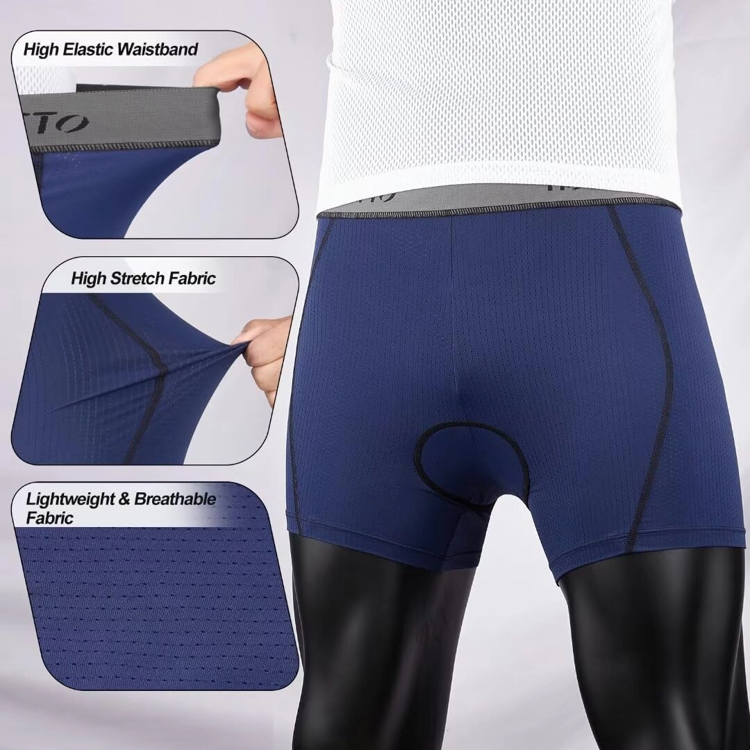 ROTTO Mens Padded Cycling Underwear Bike Shorts 3D MTB Liner Quick Drying