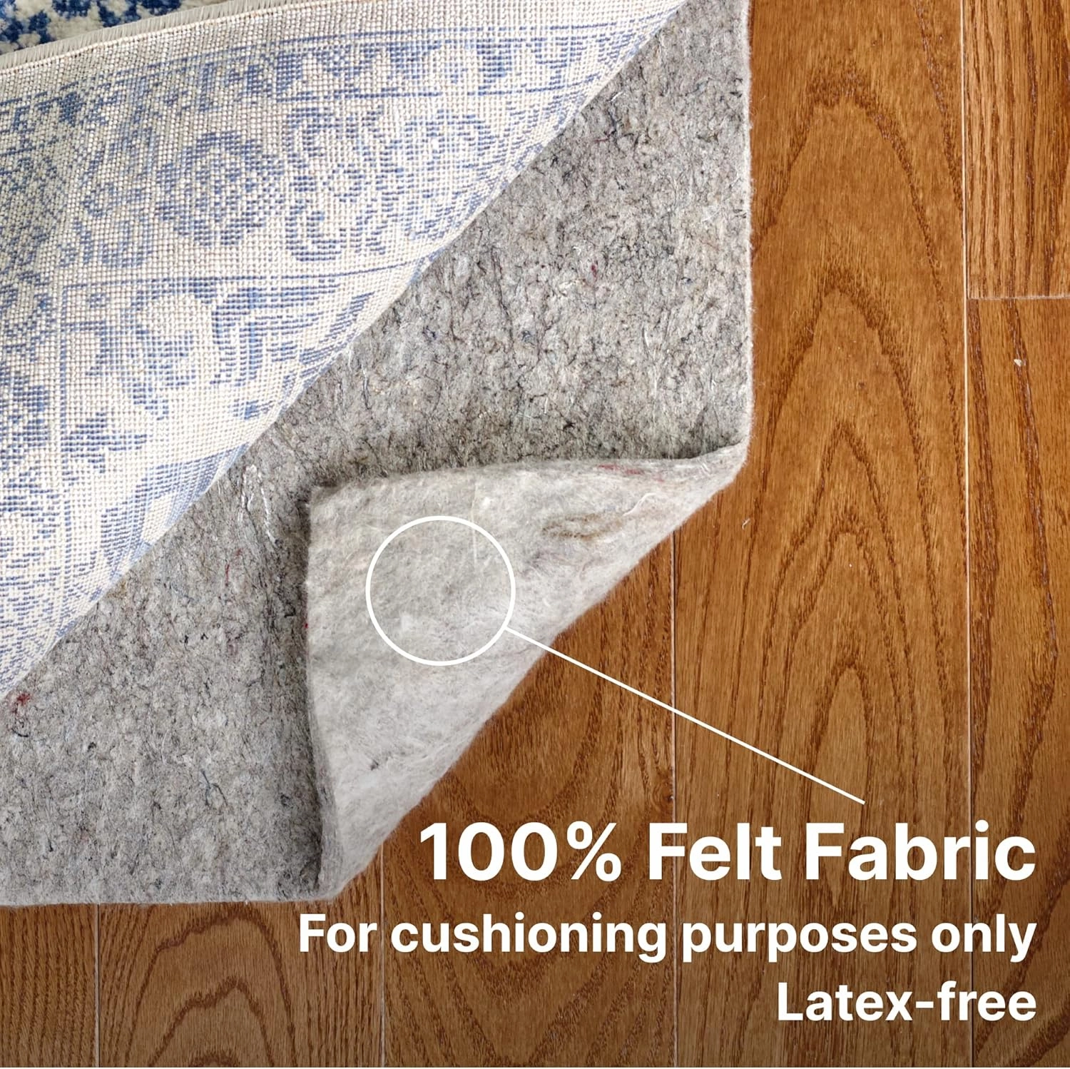 RUGPADUSA - Basics - 9'x12' - 3/8" Thick - 100% Felt - Protective Cushioning Rug Pad - Safe for All Floors and Finishes Including Hardwoods