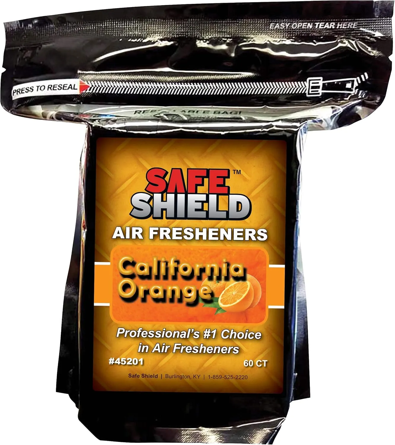 SAFE SHIELD AIR FRESHENER PADS SCENTS 60 COUNT CAR LOT AUTO RENTAL DETAILER DEALERSHIP (CALIFORNIA ORANGE)