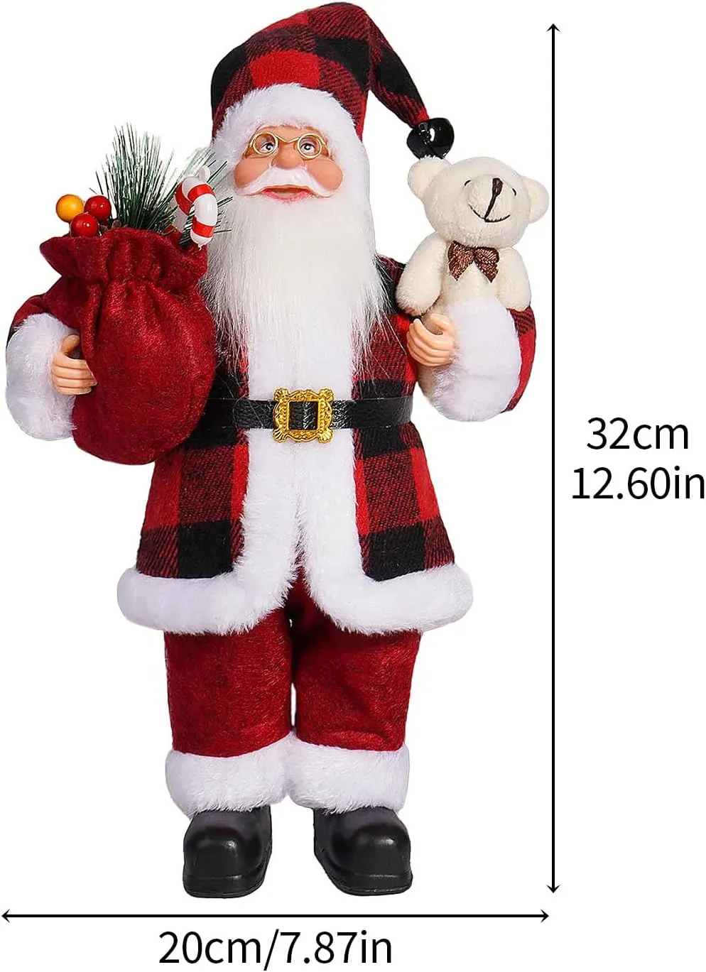 Santa Doll - 12 Santa Claus Decorations, Standing Santa Claus Figure Christmas Figurine Ornaments with Gifts Bag for New Year Christmas Holiday Party Home Decoration (D)