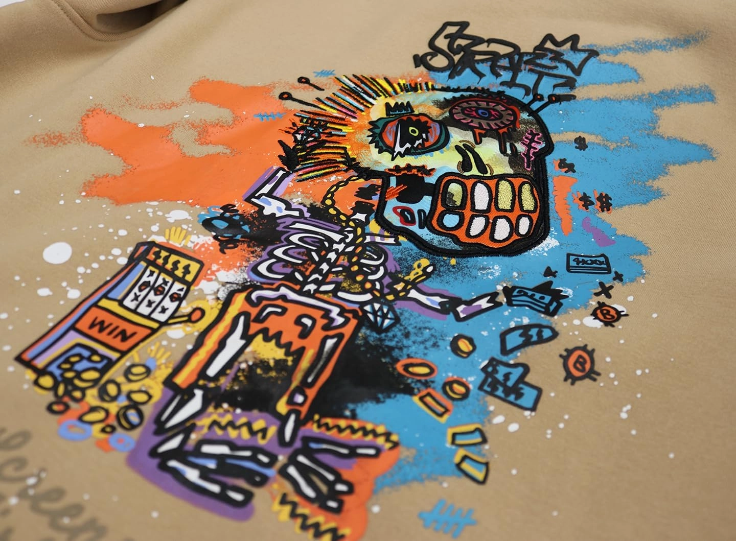 SCREENSHOT-FLEECE HOODIE 4202 Mens Urban Streetwear NYC Graffiti Embroidery Patch Fleece Pullover Sweatshirt Hoodie