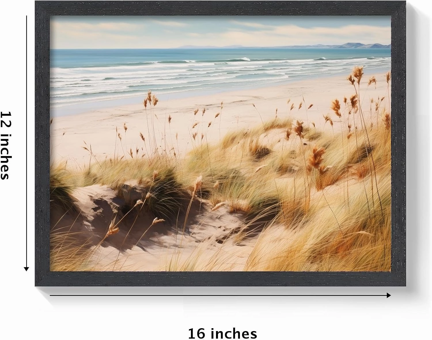 Seaside Stroll Print. Framed Printing Wall Art Decor for Bedroom Bathroom Living Room 16x12 Inches