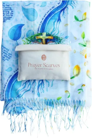Seed of Life Prayer Scarf - Psalm 1 - Soft, Lightweight 28"x70" Christian Gift for Women, Bible Verse Shawl for Devotion