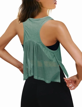 SENSERISE Womens Workout Tank Tops Athletic Sleeveless Shirts Mesh Racerback Tank Gym Yoga Active Crop Top
