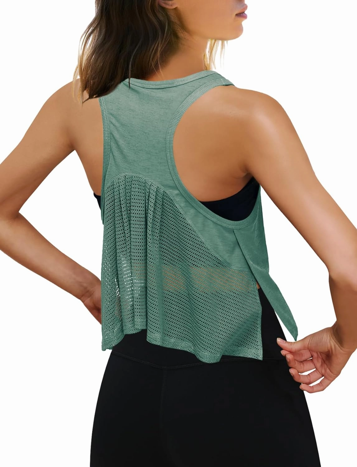 SENSERISE Womens Workout Tank Tops Athletic Sleeveless Shirts Mesh Racerback Tank Gym Yoga Active Crop Top