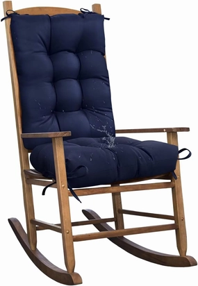 Set of 1 Indoor Outdoor Chair Cushion Waterproof High Back Rocking Chair Cushions Soft Patio Chair Pad for Lounger Recliner Navy Blue