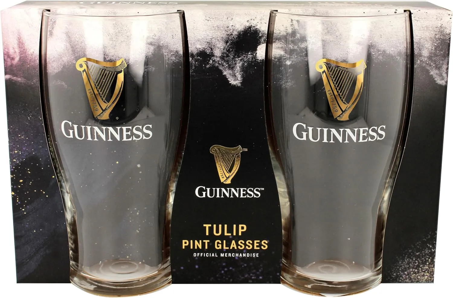 Shamrock Gift Company Guinness Tulip Pint Glasses - Traditional Guinness Pint Glasses - 2 Pack