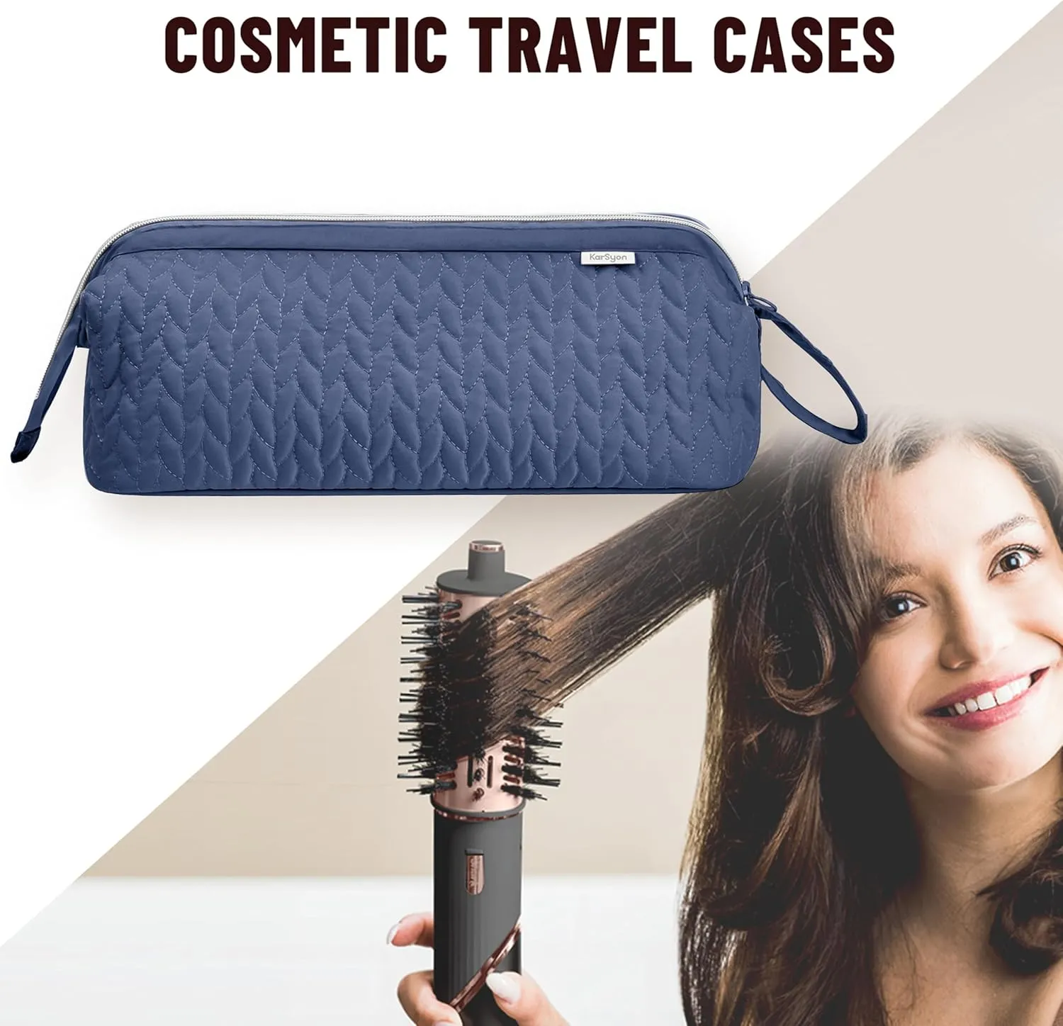 Shark Flex Style Case for Airwrap Hair Dryer Brush Revlon Hair Tools Travel Bag Carrying Case Flat Curling Iron Organizer (Navy Blue)