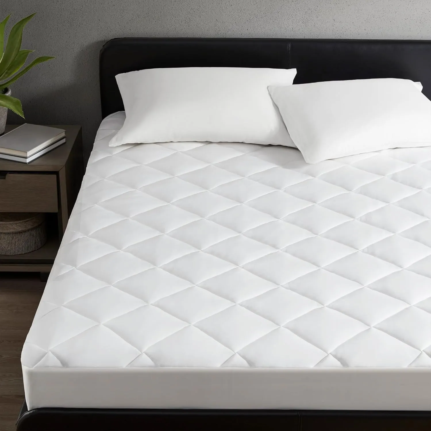 Sharper Image Queen Mattress Pad, Overfilled, Jersey Knit Ultra-Soft & Cooling Touch Mattress Topper Fitted Pocket Fits Up to 18" Queen Size Bed, White