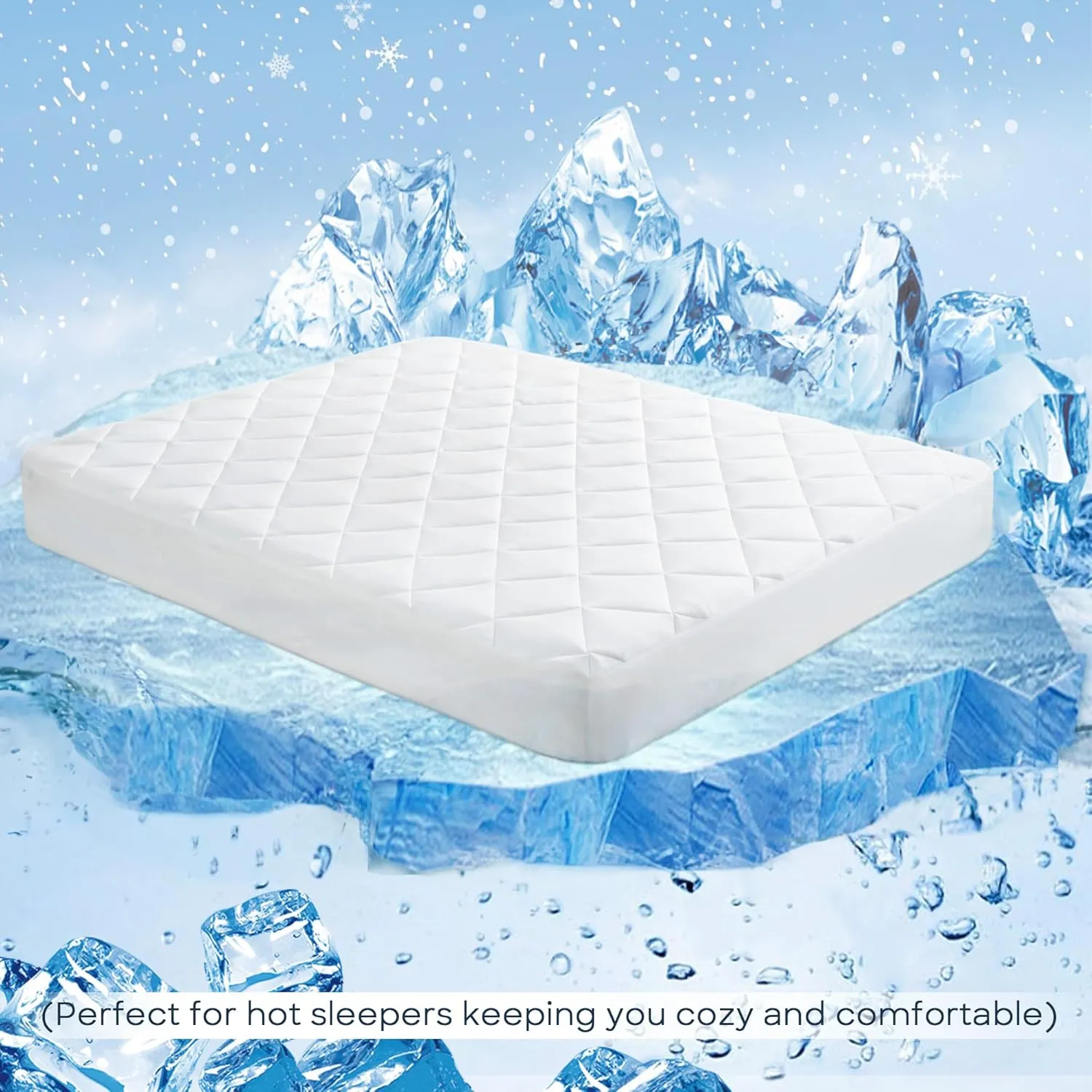Sharper Image Queen Mattress Pad, Overfilled, Jersey Knit Ultra-Soft & Cooling Touch Mattress Topper Fitted Pocket Fits Up to 18" Queen Size Bed, White