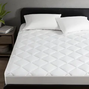 Sharper Image Queen Mattress Pad, Overfilled, Jersey Knit Ultra-Soft & Cooling Touch Mattress Topper Fitted Pocket Fits Up to 18" Queen Size Bed, White