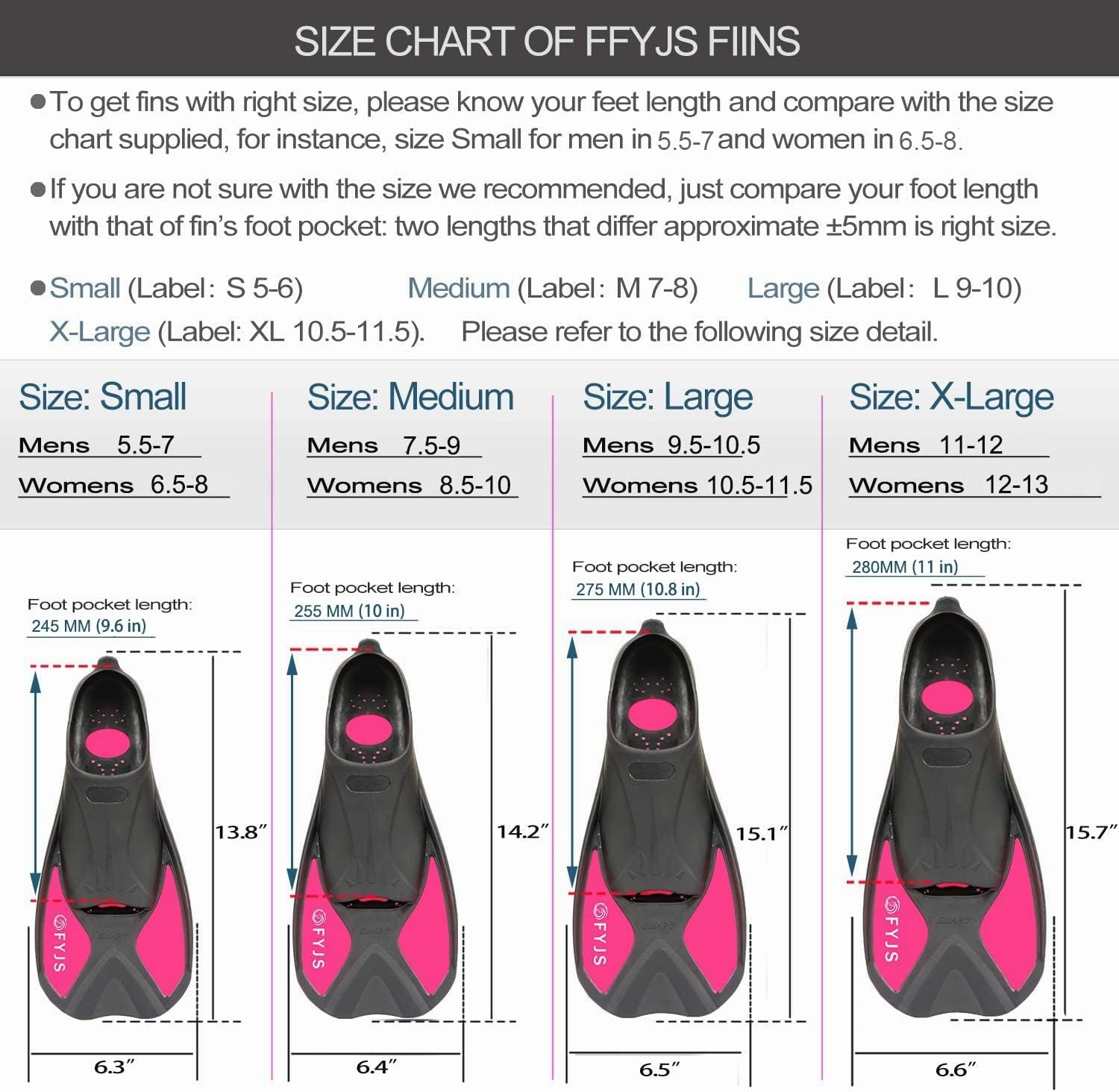 Short Swim Fins, Travel Size Diving Flippers with Mesh Carrying Bag for Adult Men Women