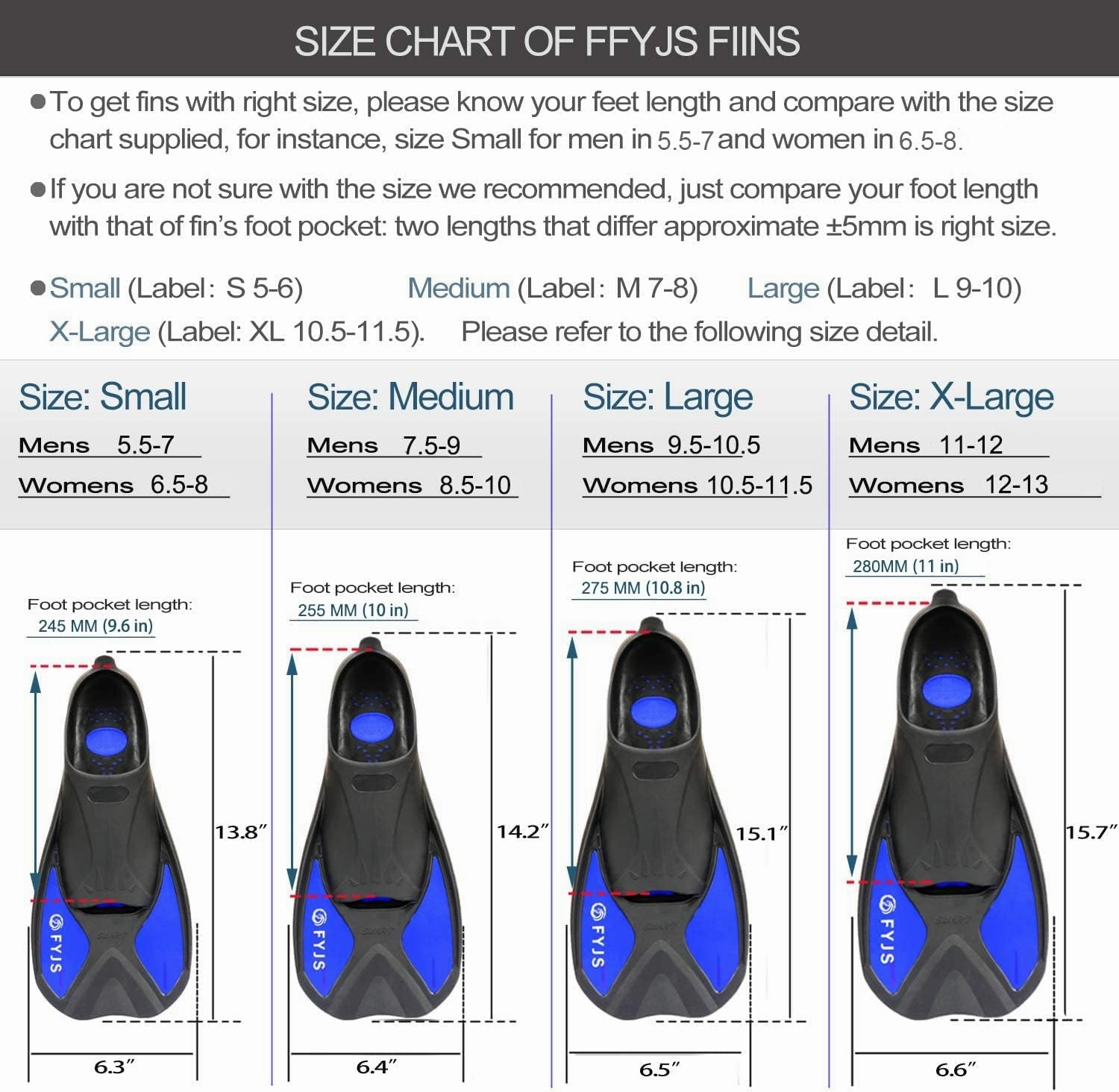 Short Swim Fins, Travel Size Diving Flippers with Mesh Carrying Bag for Adult Men Women