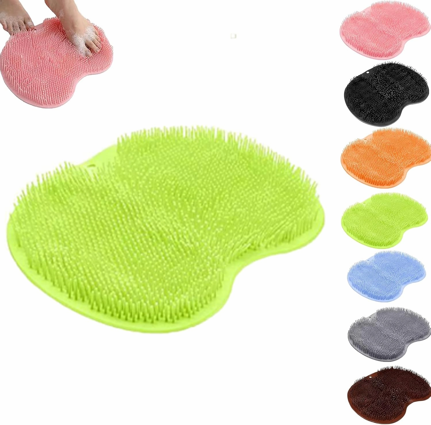 Shower Foot & Back Scrubber Massage Pad, Hands-Free Foot Back Cleaning Pad, Back Washer Exfoliating Bath Wash Pad, Wall Mounted Slip Suction Cups for Women (D)