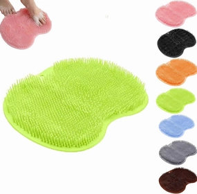 Shower Foot & Back Scrubber Massage Pad, Hands-Free Foot Back Cleaning Pad, Back Washer Exfoliating Bath Wash Pad, Wall Mounted Slip Suction Cups for Women (D)