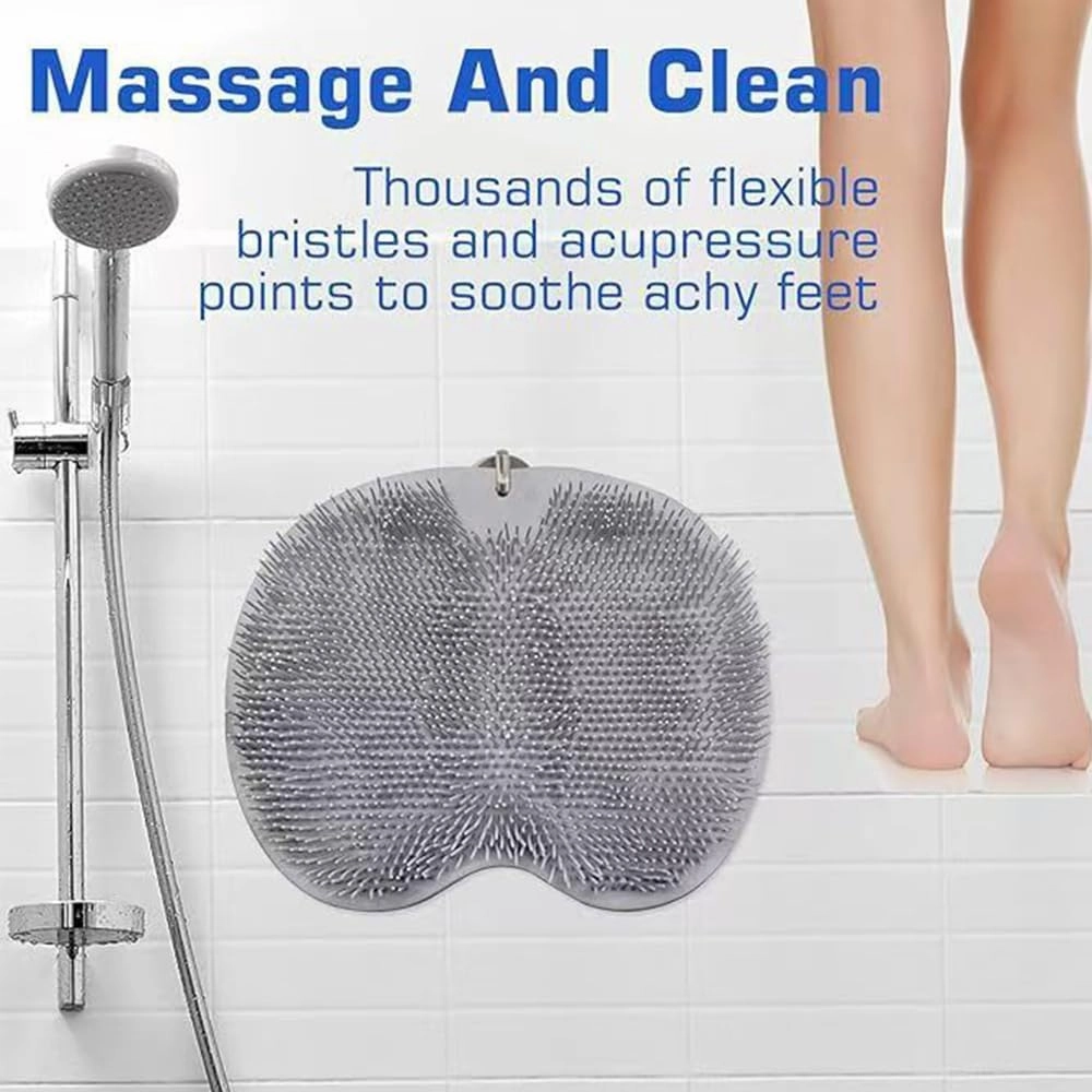 Shower Foot & Back Scrubber Massage Pad, Hands-Free Foot Back Cleaning Pad, Back Washer Exfoliating Bath Wash Pad, Wall Mounted Slip Suction Cups for Women (D)