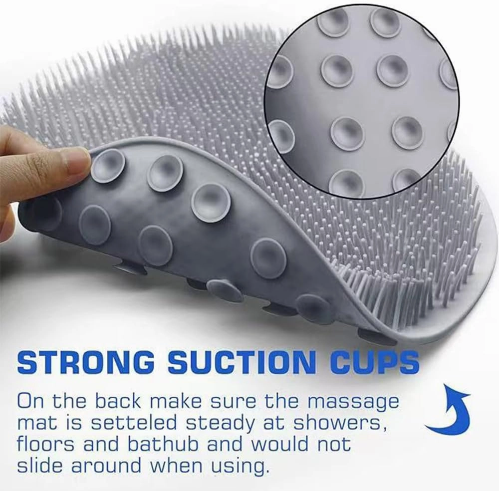 Shower Foot & Back Scrubber Massage Pad, Hands-Free Foot Back Cleaning Pad, Back Washer Exfoliating Bath Wash Pad, Wall Mounted Slip Suction Cups for Women (D)