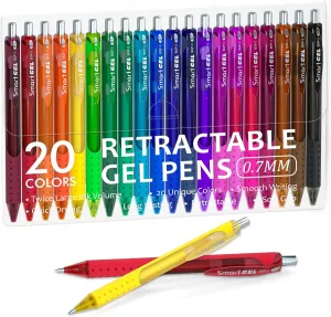 Shuttle Art Colored Gel Pens, 20 Colors Retractable Gel Ink Pens with Grip, Medium Point (0.7mm) Smooth Writing for Adults and Kids Writing Journaling Taking Notes Drawing at School Office Home
