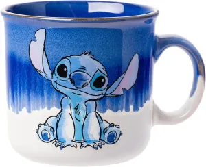 Silver Buffalo Disney Lilo and Stitch Ohana Means Family Reactive Glaze Ceramic Camper Mug, 20 Ounces