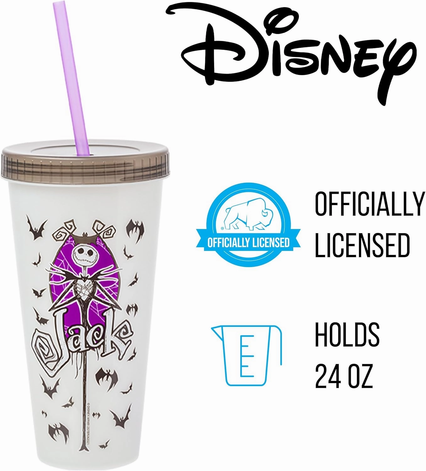 Silver Buffalo Disney Nightmare Before Christmas Character Grid 4 Pack Color Change Plastic Tumbler, 24 Ounces