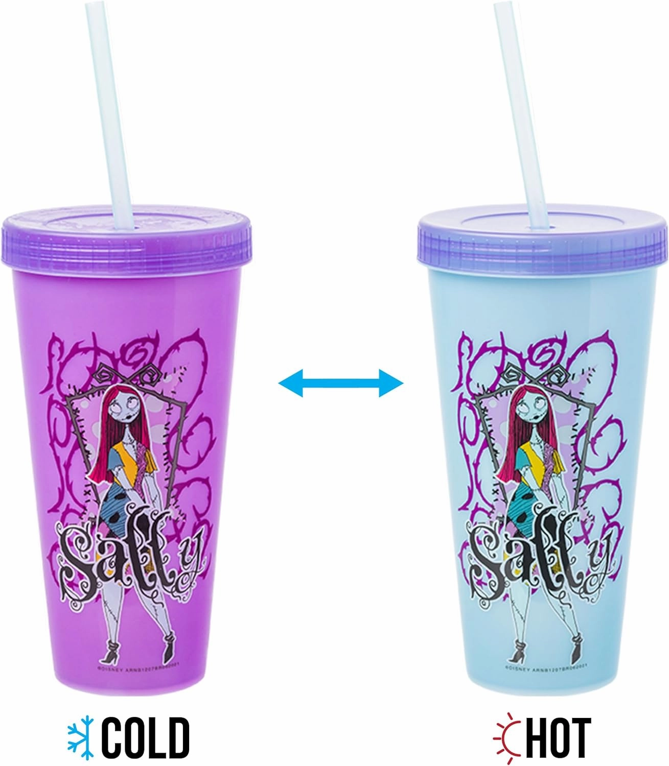 Silver Buffalo Disney Nightmare Before Christmas Character Grid 4 Pack Color Change Plastic Tumbler, 24 Ounces