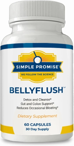 Simple Promise BellyFlush - Detox and Colon Cleanse Supplement - Milk Thistle Organic Supplement for Digestive Cleanse and Full Body Detox, With Bentonite Clay to Promote Digestive Health, 60 Capsules