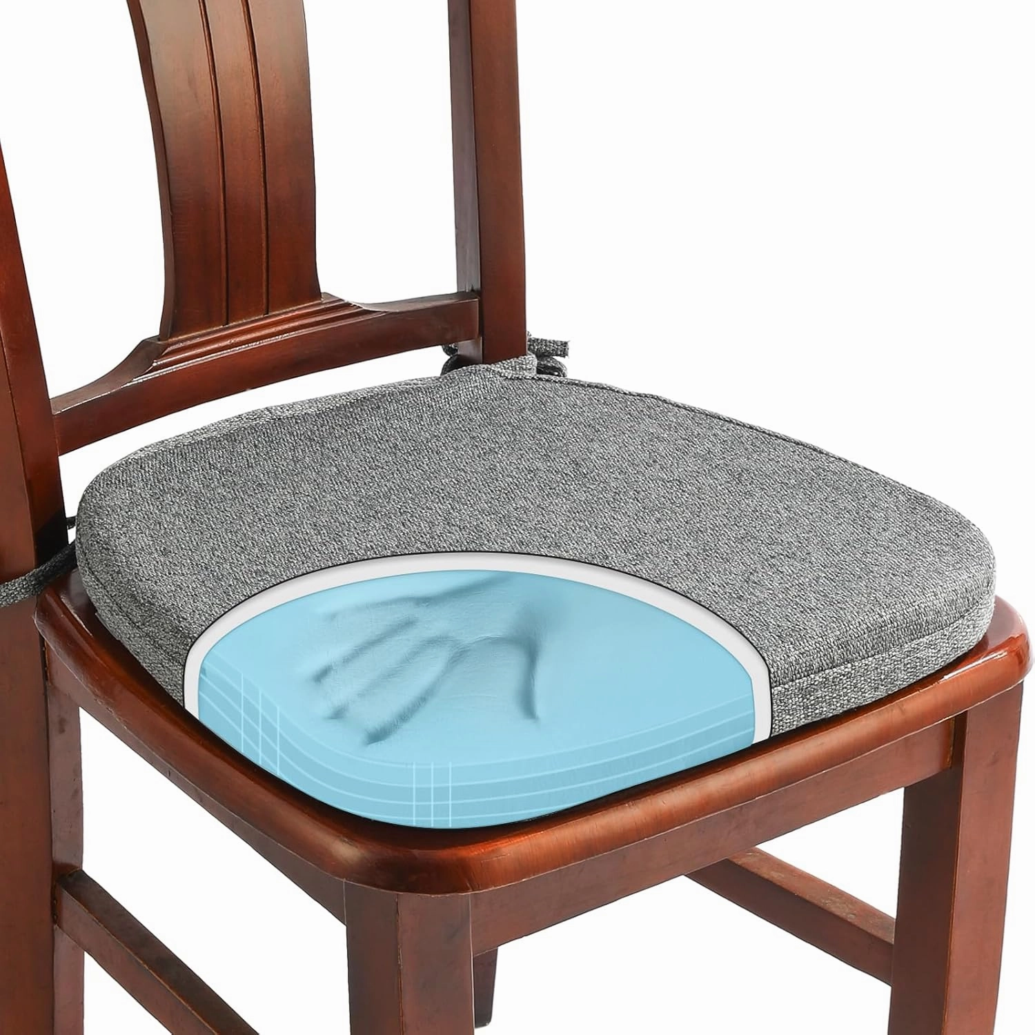 SINOSSO 1 Pack Memory Foam Chair Cushions for Dining Chair, Friendly Woven Fabric 16" U-Shape Comfortable Kitchen Chair Pad, Removable Slip Resistant Seat Cushion (1 Piece, Dark Grey)