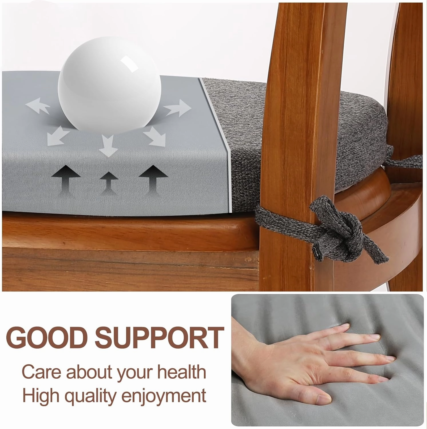 SINOSSO 1 Pack Memory Foam Chair Cushions for Dining Chair, Friendly Woven Fabric 16" U-Shape Comfortable Kitchen Chair Pad, Removable Slip Resistant Seat Cushion (1 Piece, Dark Grey)