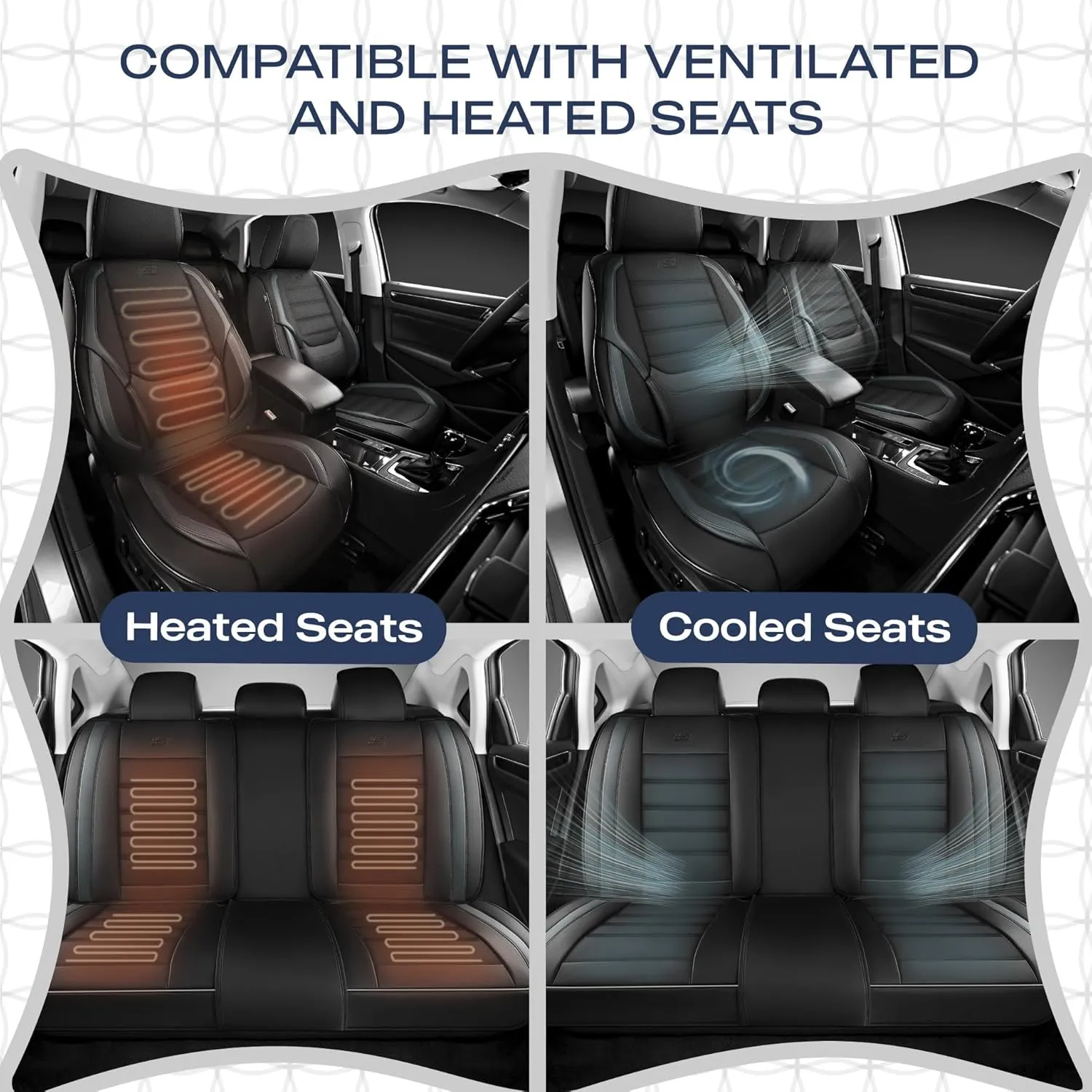 Skechers MAX Cushioning Seat Covers,Memory Foam Leather Car Seat Covers,Waterproof Car Seat Protector Front Seats,Car Seat Cushion Airbag Automotive Universal Fit for Most Cars,Vans,Trucks,SUV,Grey