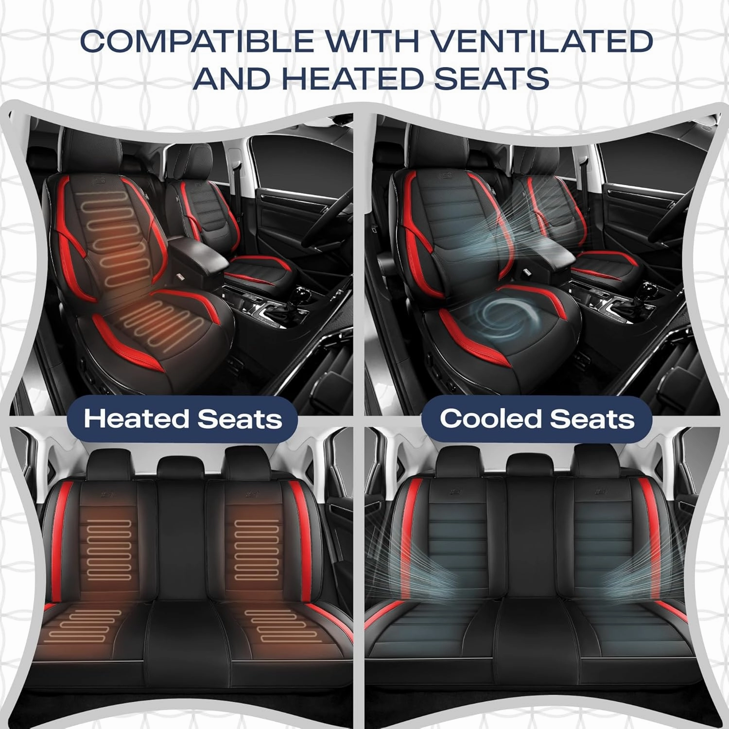 Skechers MAX Cushioning Seat Covers,Memory Foam Leather Car Seat Covers,Waterproof Car Seat Protector Full Sets,Car Seat Cushion Airbag Automotive Universal Fit for Most Cars,Vans,Trucks,SUV,Red