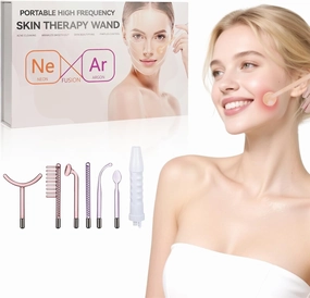 Skin Therapy Wand - Portable Skin Therapy Machine with 6 Glass Tubes - Clarifying - Skin Tightening & Radiance - Wrinkle Reducing