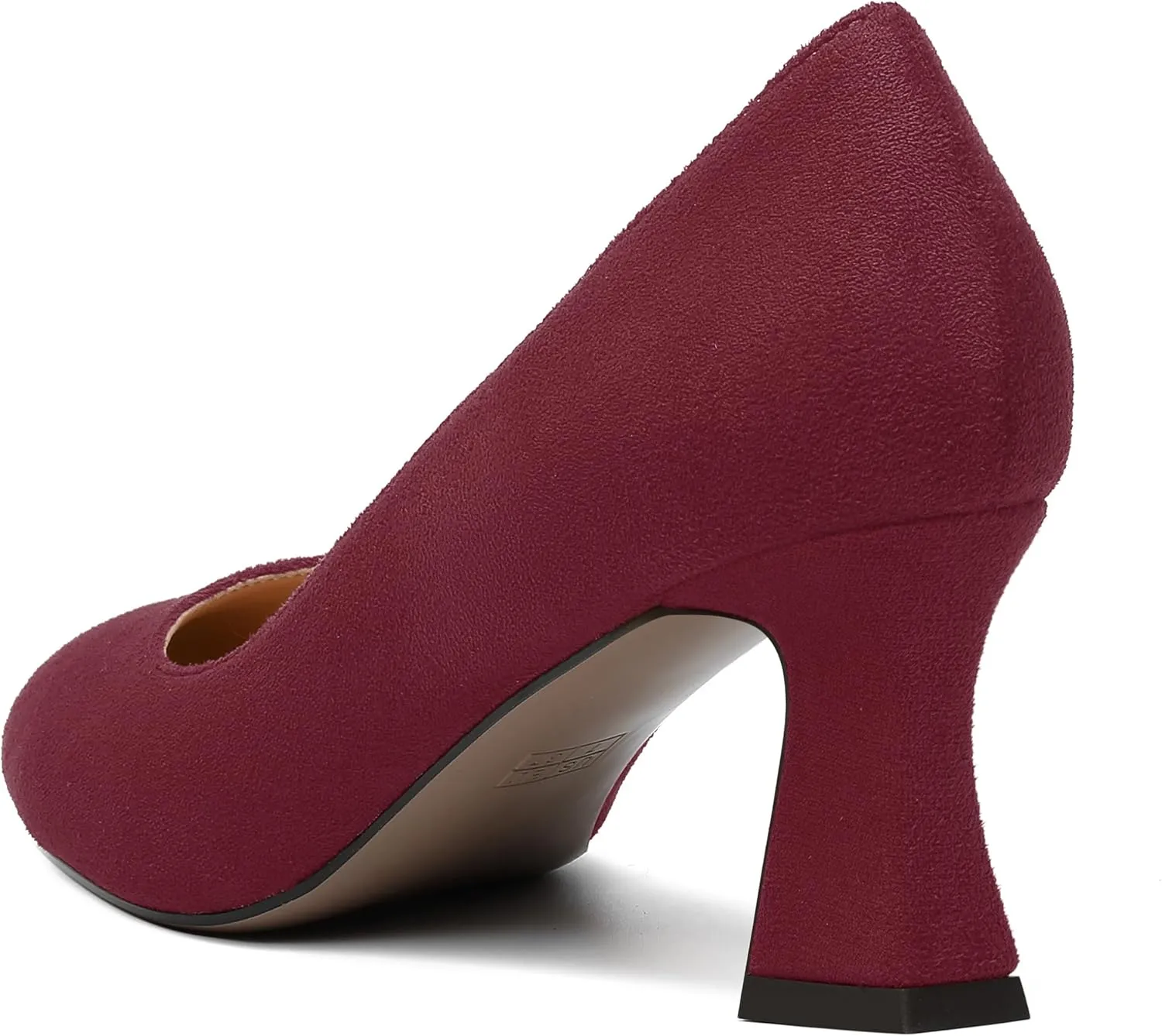 SKYSTERRY Womens Suede Slip On Round Toe Cute Evening Spool Mid Heel Pumps Shoes 2.5 Inch