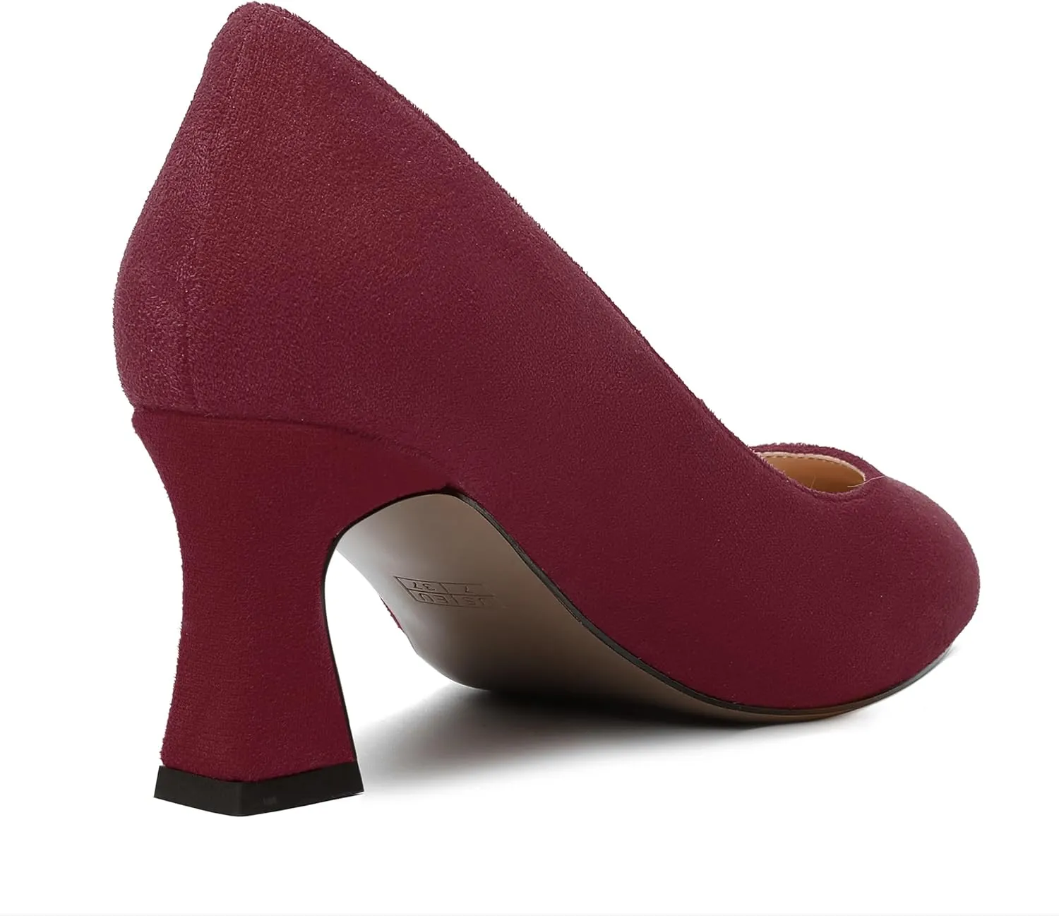 SKYSTERRY Womens Suede Slip On Round Toe Cute Evening Spool Mid Heel Pumps Shoes 2.5 Inch