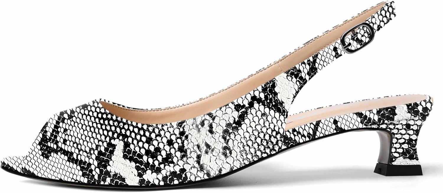 SKYSTERRY Womens Patent Slingback Buckle Peep Toe Wedding Cute Spool Low Heel Pumps Shoes 1.5 Inch
