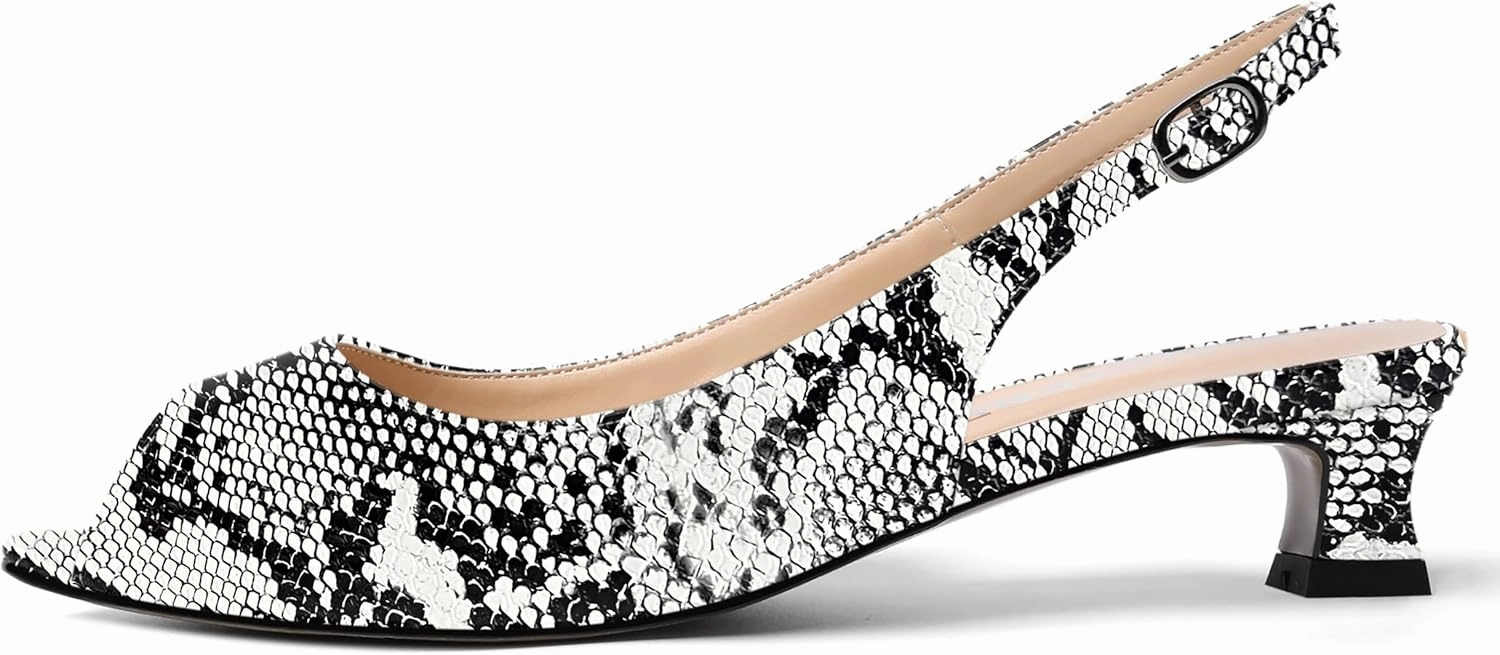 SKYSTERRY Womens Patent Slingback Buckle Peep Toe Wedding Cute Spool Low Heel Pumps Shoes 1.5 Inch