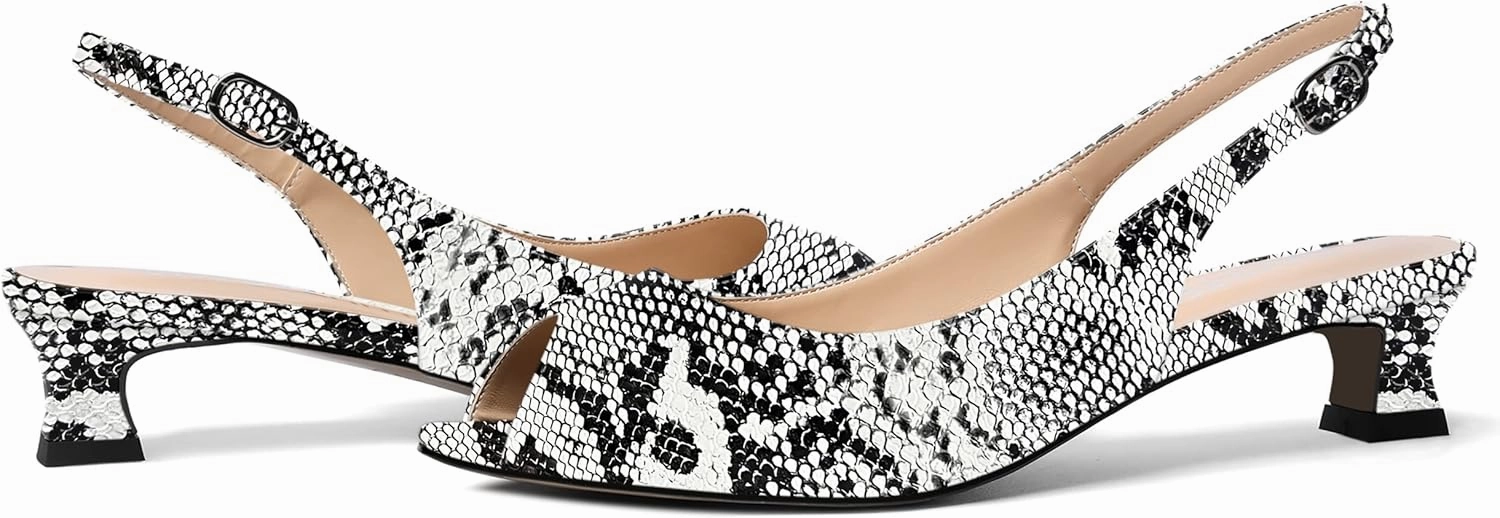 SKYSTERRY Womens Patent Slingback Buckle Peep Toe Wedding Cute Spool Low Heel Pumps Shoes 1.5 Inch