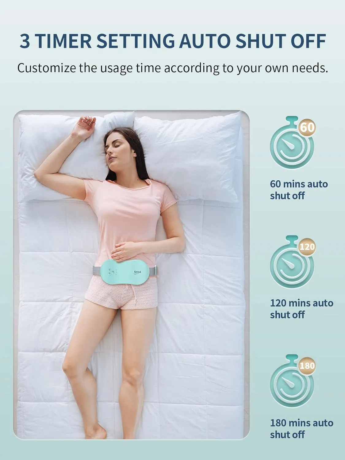 Slimpal Period Heating Pad for Cramps, FSA HSA Eligible, Portable Heat Pad for Menstrual Cramp Relief, Electric Cordless Heating Belt, 3 Timer Auto Off Setting, Gifts for Her Women Girl Wife, Aqua