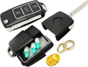 Sneaky Booze Stash Car Key Fob Remote Diversion Safe: Smell/Odor Proof Bag Discrete Portable Storage Container To Hide Pills Jewelry or Valuables Secret Hidden Travel Can Or Home Security 2 pack