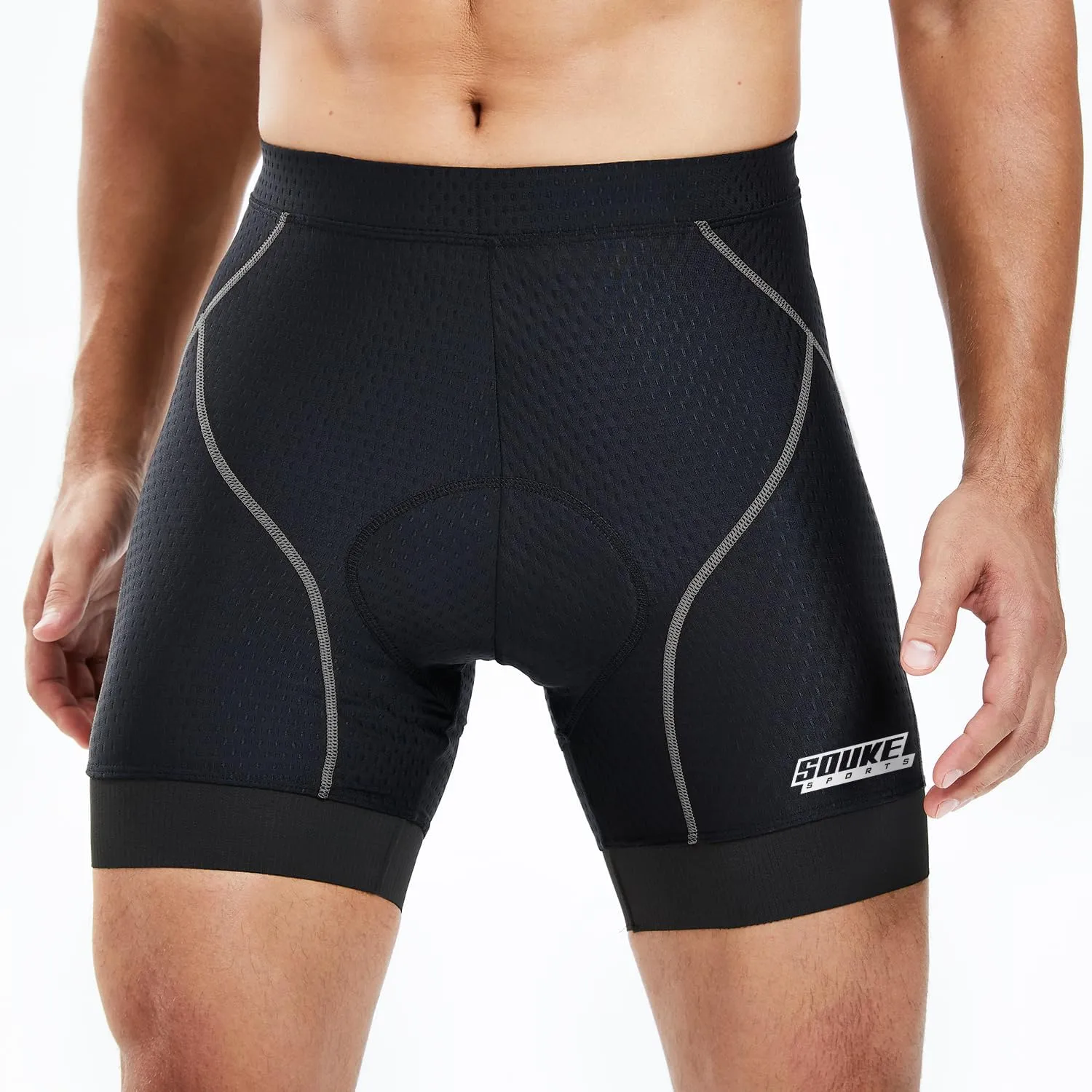 Souke Sports Men's Cycling Underwear Shorts 4D Padded Bike Bicycle MTB Liner Shorts with Anti-Slip Leg Grips