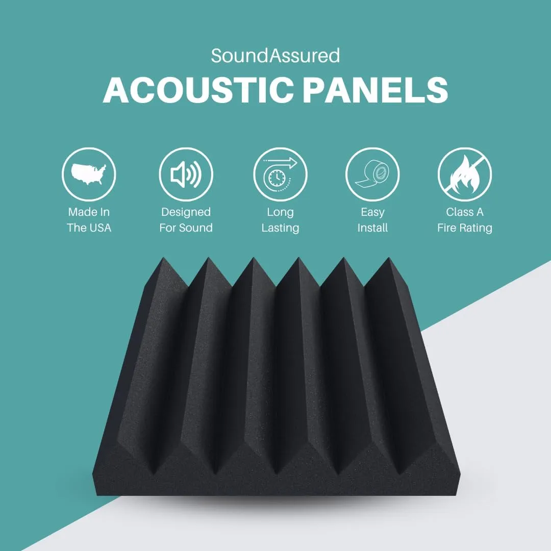 Soundproofing Acoustic Studio Foam - Orange Color - Wedge Style Panels 12”x12”x2” Tiles - 4 Pack