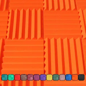 Soundproofing Acoustic Studio Foam - Orange Color - Wedge Style Panels 12”x12”x2” Tiles - 4 Pack