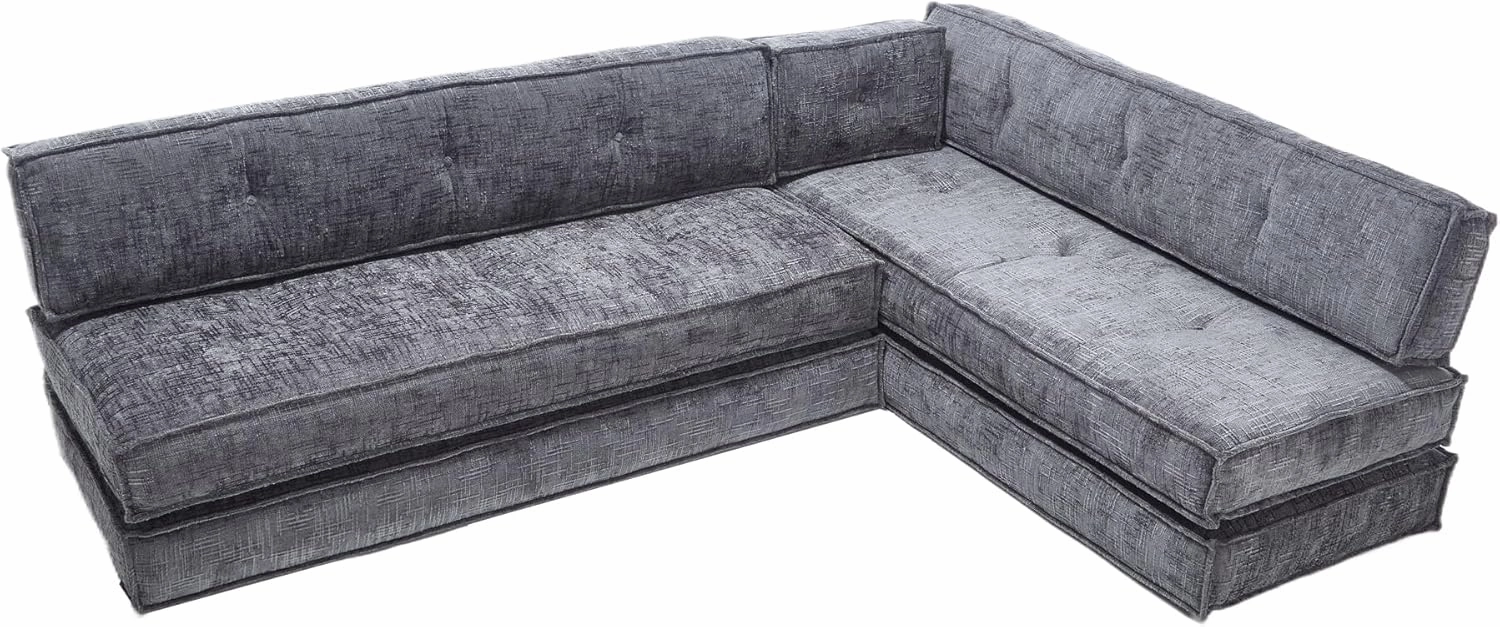 Space-Saving Modular Chenille Sofa, Flexible Design for Comfortable Seating, Compact Dark Gray Sofa