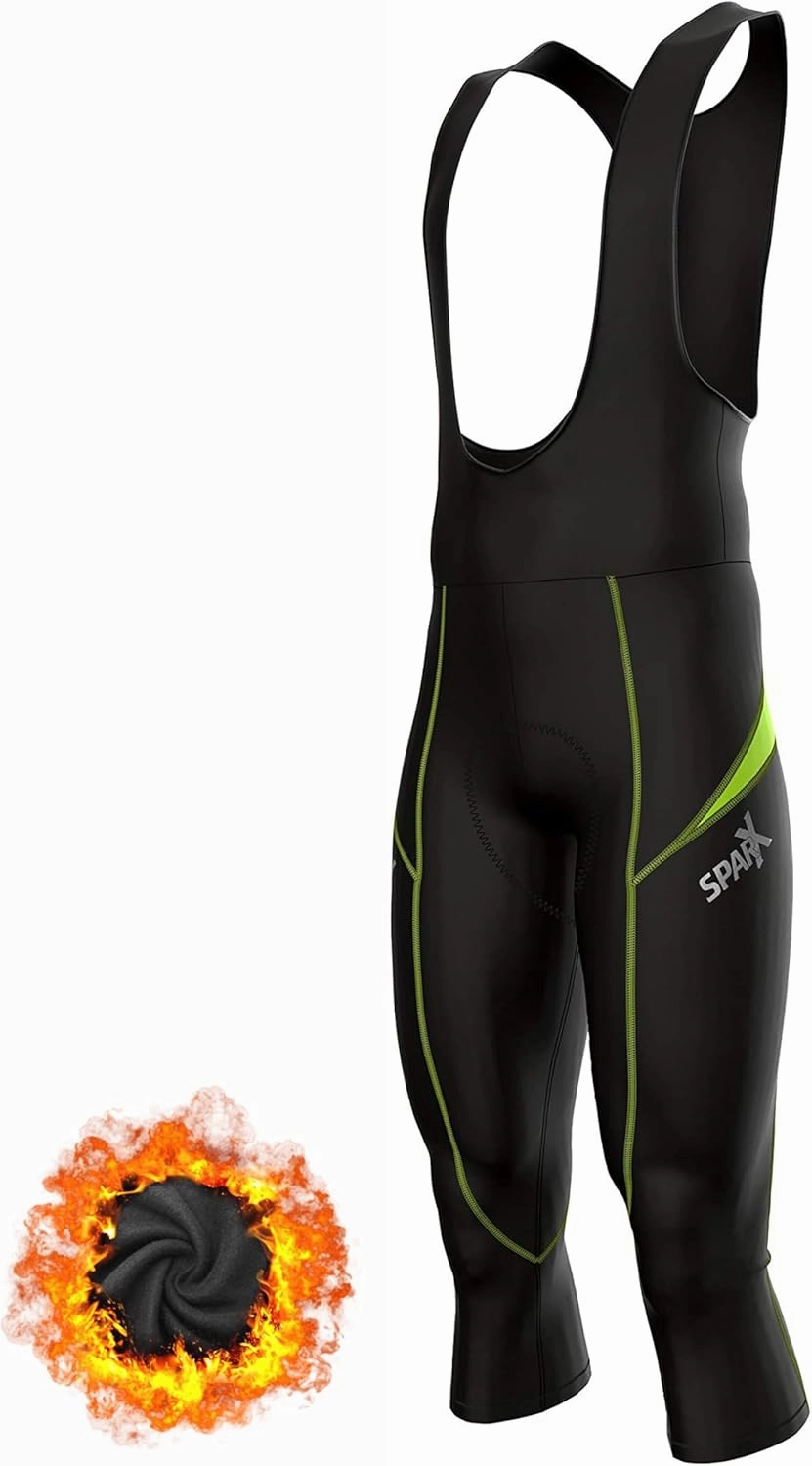 Sparx Men's Elite Super Roubaix Thermal Cycling 3/4 Bib Tights Bib Knicker Coolmax Padded