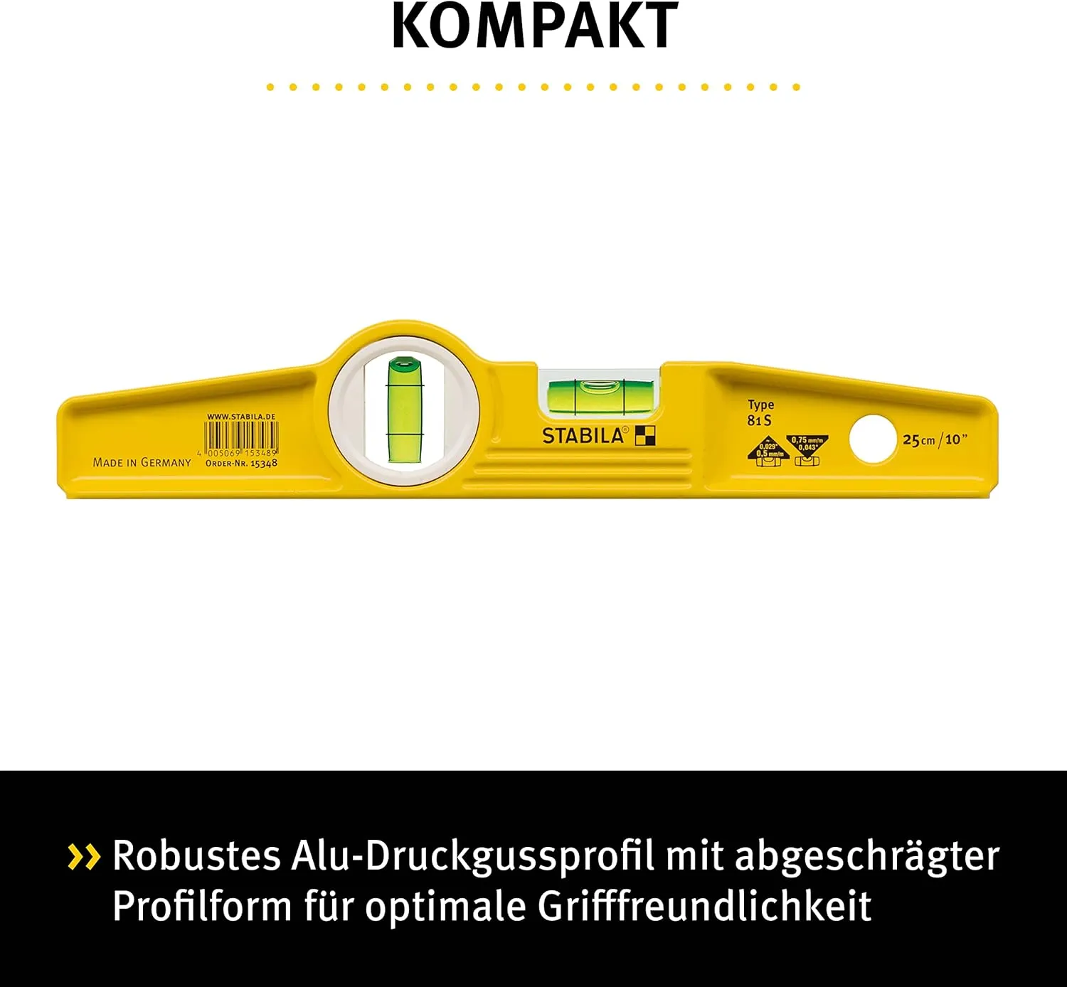 Stabila 81s Level 25cm/10in 1500, without Rare-earth magnet system