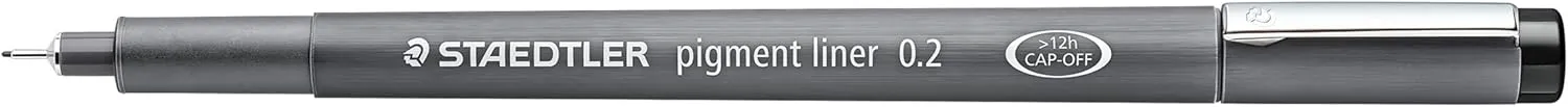 STAEDTLER 308 02-9 Pigment Liner Fineliner Pen for Writing & Technical Drawing - Black, 0.2mm (Box of 10)