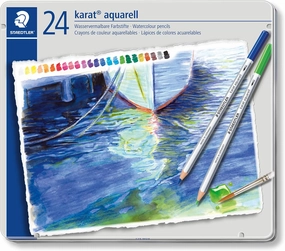 Staedtler Karat Aquarell Premium Watercolor Pencils, Set of 24 Colors (125M24)